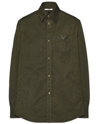 Valentino - Logo Plaque Long-Sleeved Shirt - Lyst
