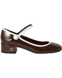 Miu Miu - Two-Tone Patent Leather Mary Jane Pumps - Lyst