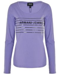 Armani Jeans - Logo Printed Long-Sleeved T-Shirt - Lyst
