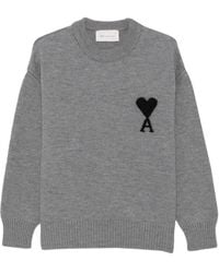 Ami Paris - Ami Heart Logo Crew Neck Knitted Sweater - Lyst