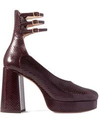 Chloé - Loti Snake-Effect Leather Platform Pumps - Lyst