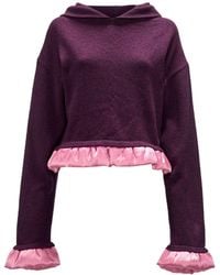 JW Anderson - Jw Anderson Satin Detailed Cropped Hoodie - Lyst