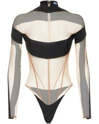 Mugler - Decorative Tulle Knit Bodysuit - Lyst