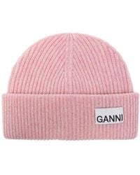 Ganni - Fitted Rib Knit Beanie - Lyst