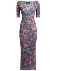 Etro - V-Neck Floral Motifed Midi Dress - Lyst