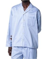 Tekla - Striped Long-Sleeve Pajama Shirt - Lyst