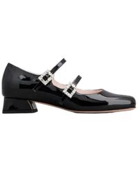 Roger Vivier Mini Strap Strass Soft Ballerina in White | Lyst