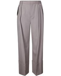 Victoria Beckham - Wide Leg Turn-Up Trousers - Lyst