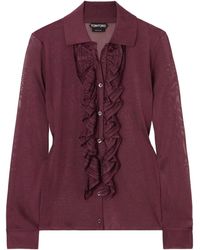 Tom Ford - Ruffle-Embellished Fine-Knit Shirt - Lyst