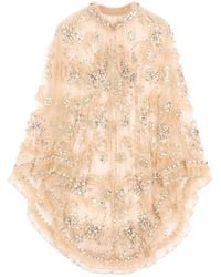 Valentino - Embroidered Tulle Illusion Cape - Lyst