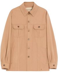 Valentino - Button-Up Gabardine Shirt Jacket - Lyst