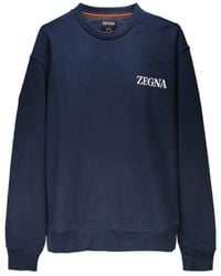 ZEGNA - Logo Rubberised Crewneck Sweatshirt - Lyst