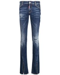 DSquared² - Distressed Split Cuffs Trumpet Bootcut Jeans - Lyst