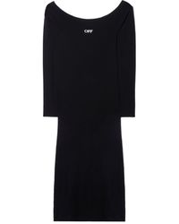 Off-White c/o Virgil Abloh - Off Stamp Off-Shoulder Long-Sleeved Dress - Lyst