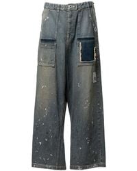 Maison Mihara Yasuhiro - Distressed Wide Leg Jeans - Lyst