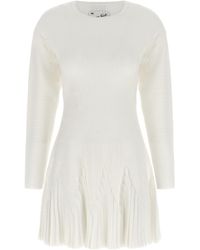 Elisabetta Franchi - Ribbed Pleated Knitted Dress - Lyst
