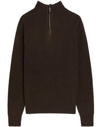 Tod's - Ribbed Half-Zip Silk And Cotton-Blend Jumper - Lyst