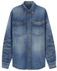 Versace - Button-Up Denim Overshirt - Lyst