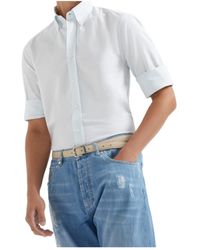 Brunello Cucinelli - Striped Cotton Shirt - Lyst