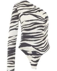 Patrizia Pepe - One-Shoulder Zebra-Print Bodysuit - Lyst