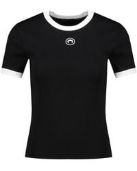 Marine Serre - Logo Detailed Crewneck T-Shirt - Lyst