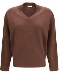 Brunello Cucinelli - Ribbed-Knit V-Neck Sweater - Lyst