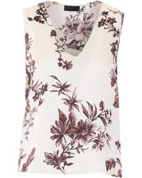 Liu Jo - Sleeveless Floral V-Neck Top - Lyst