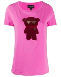 Emporio Armani - Bear-Appliquéd T-Shirt - Lyst
