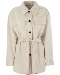 Brunello Cucinelli - Belted Corduroy Jacket - Lyst