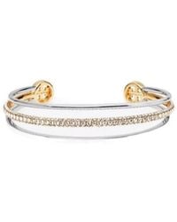 Tory Burch - Icon Mixed Pavé Cuff Bracelet - Lyst