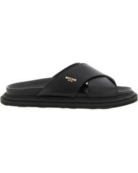 Moschino - Leather Sabots With Logo - Lyst