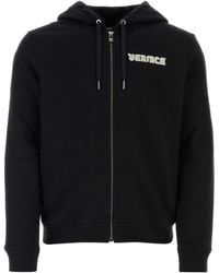 Versace - Zip-Up Drawstring Hoodie - Lyst