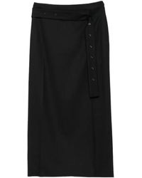Low Classic - Eyelet Detail Belted Midi Skirt - Lyst