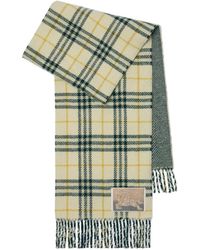 Burberry - Checkered Logo Patch Fringed Scarf - Lyst