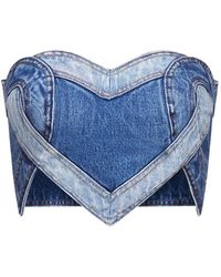 Area - Patchwork Heart-motif Denim Bandeau - Lyst