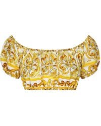 Dolce & Gabbana - Majolica Printed Cropped Top - Lyst