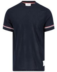 Thom Browne - Stripe Detailed Crewneck T-Shirt - Lyst