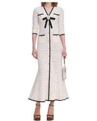 Self-Portrait - Pointelle Knit Long Cardigan - Lyst