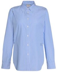 Calvin Klein - Curved Hem Vertical Striped Shirt - Lyst