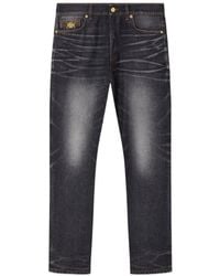 Versace - Logo-Patch Straight-Leg Jeans - Lyst