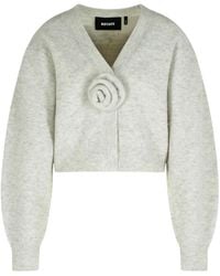ROTATE BIRGER CHRISTENSEN - Puff-Sleeve Rose-Embellished Cardigan - Lyst
