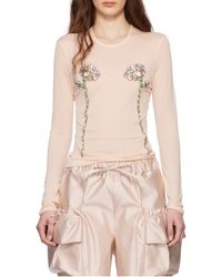 Simone Rocha - Embellished Double Carnation Mesh Top - Lyst