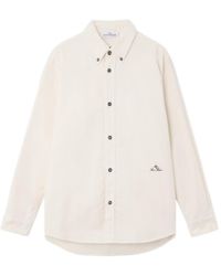 Stone Island - Logo Embroidered Shirt - Lyst
