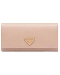 Prada - Logo Plaque Fold Continental Wallet - Lyst