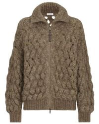 Brunello Cucinelli - Dazzling Zigzag Cables Cardigan - Lyst