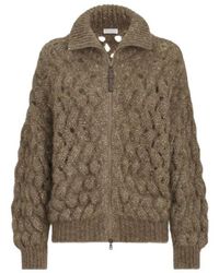 Brunello Cucinelli - Dazzling Zigzag Cables Cardigan - Lyst