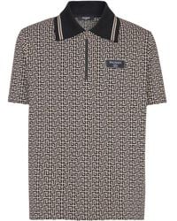 Balmain - Logo Patch Straight Hem Polo Shirt - Lyst