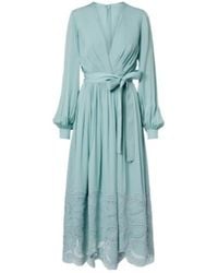 Elie Saab - Lace-Trimmed Silk-Blend Midi Dress - Lyst