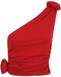 Magda Butrym - Knot-Detail One-Shoulder Blouse - Lyst