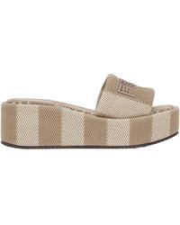 Fendi - Sunshine Denim-Effect Jacquard Platform Slides - Lyst